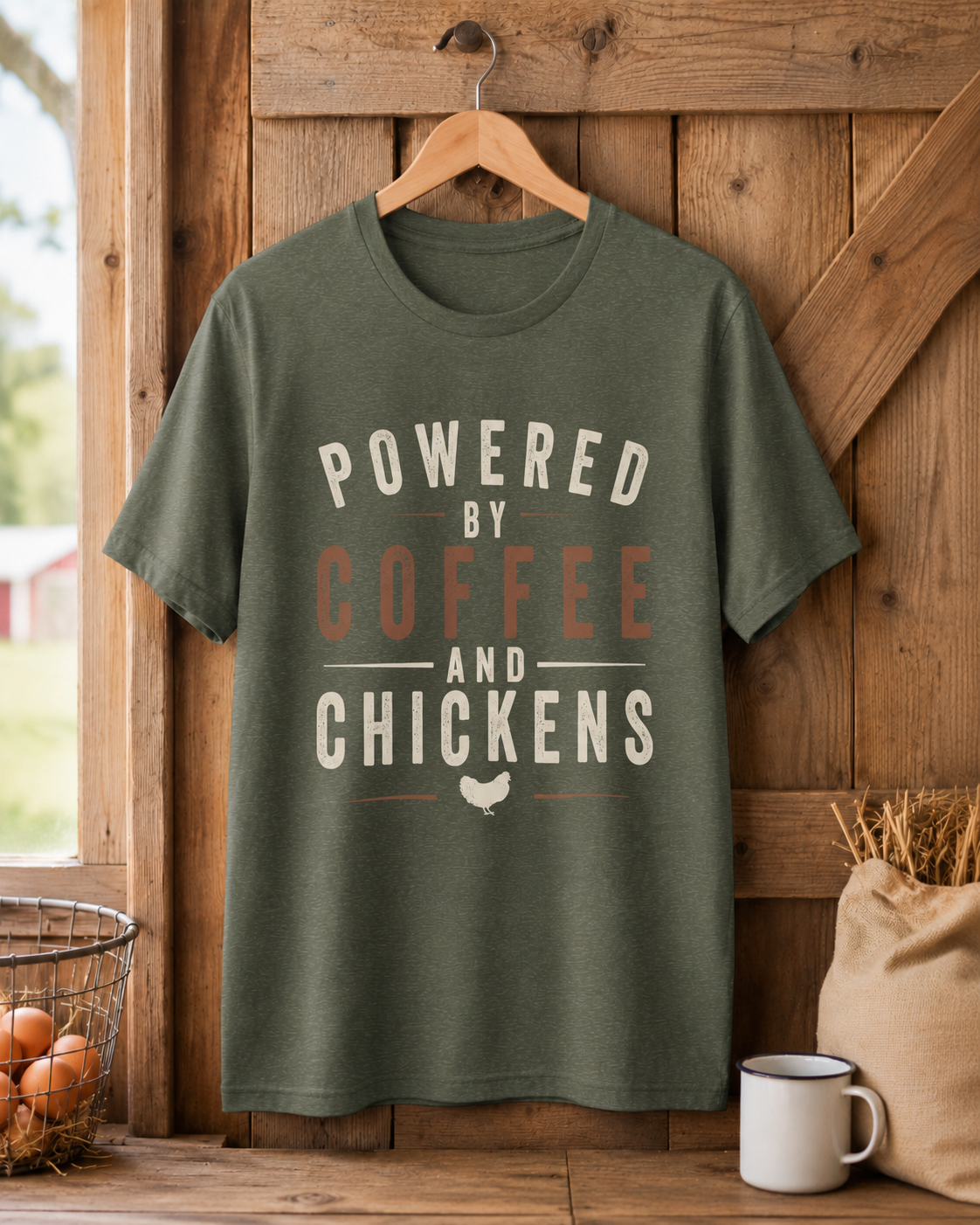 Powered by Coffee and Chickens Tee